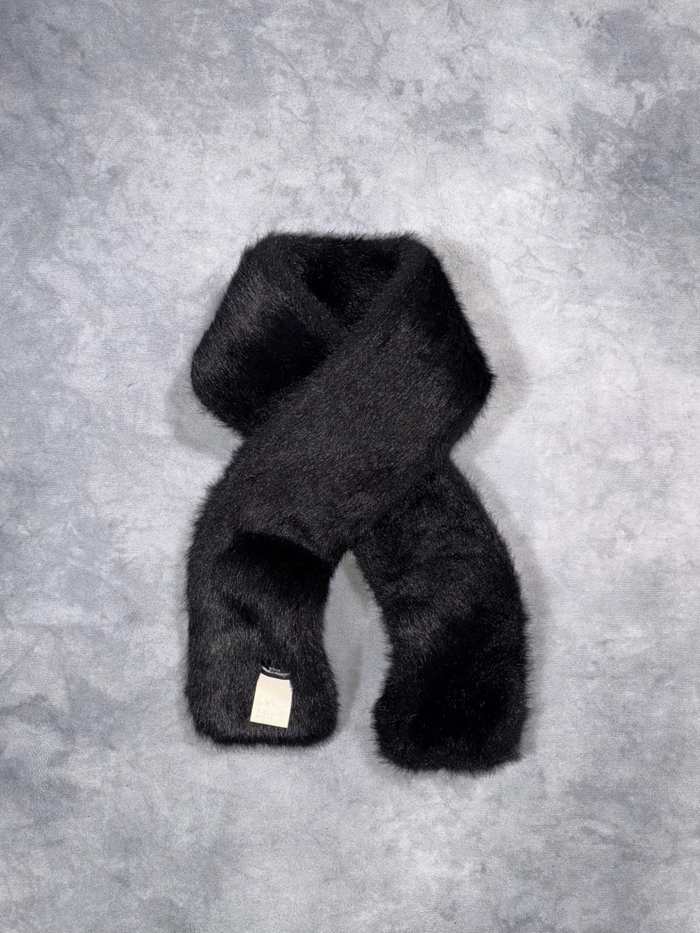 Comme Des Garcons Tricot AD1997 Vintage Black Faux Fur Scarf Rare